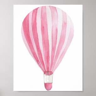 Affiche Ballon à air chaud rose - aérostat
