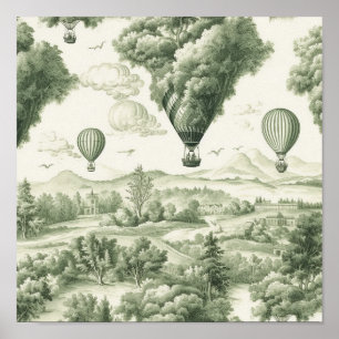 Affiche Ballon à Air Chaud Toile de Campagne Verte (3)