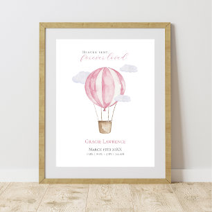 Affiche Ballon Aerostatique Rose Aquarelle pour Chambre de