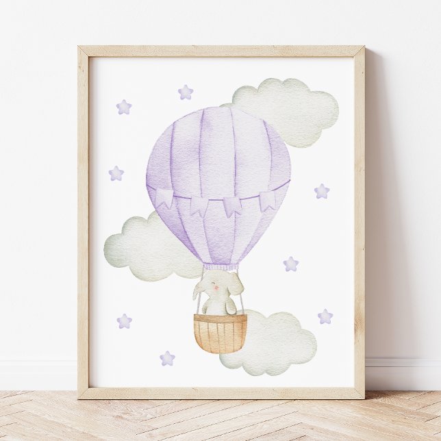 Affiche Ballon Aerostatique Violet Chaud, Animaux, Éléphan (Créateur téléchargé)