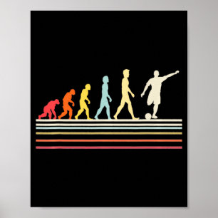 Affiche Ballon de Football Coup de Pied Évolution Humaine