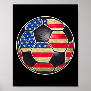 Affiche Ballon de football patriotique Drapeau Usa