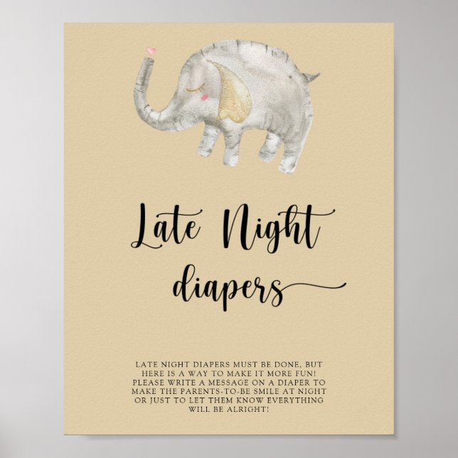 Affiche Ballon éléphant \ Jeu de couches tard la nuit (Devant)