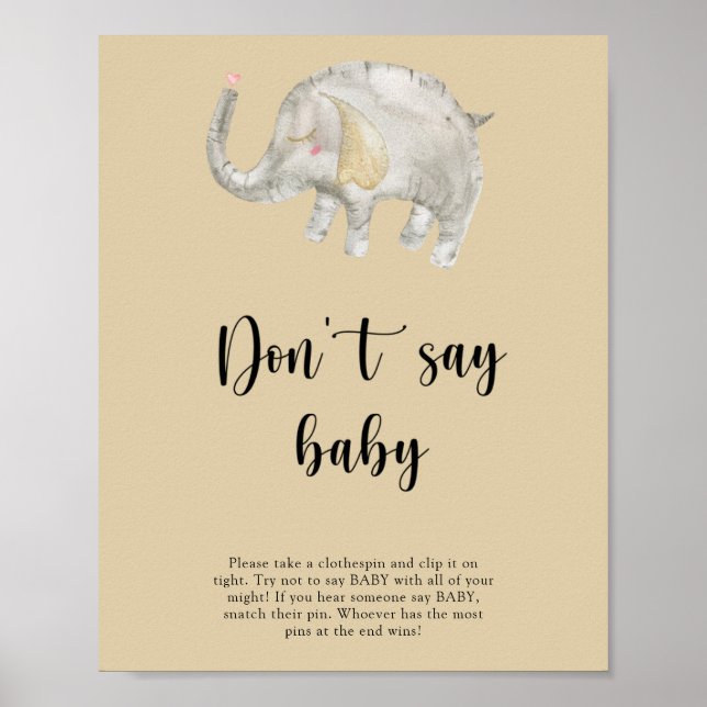 Affiche Ballon éléphant - Ne dites pas bébé (Devant)