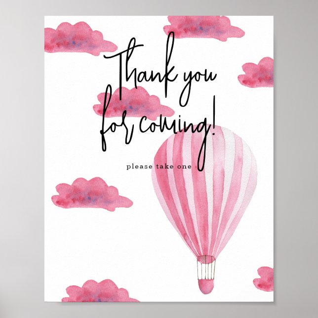 Affiche Ballon gonflable rose - Merci d'être venu (Devant)