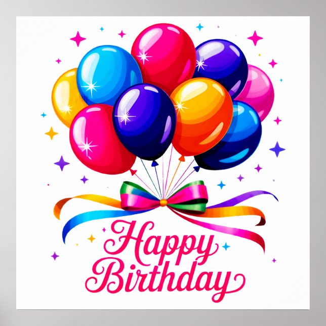 Affiche Ballon Joyeux Anniversaire (Devant)