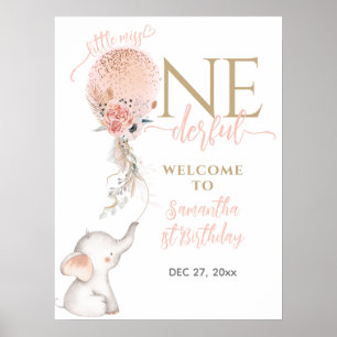 Affiche Ballon Petite Fille Onederful 1er Anniversaire