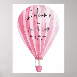 Affiche Ballon rose Bienvenue