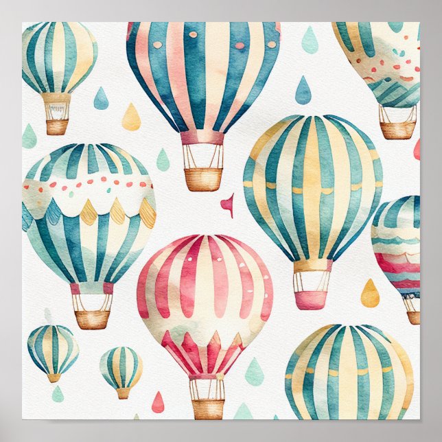 Affiche Ballons à air chaud vintage Imprimer (Devant)