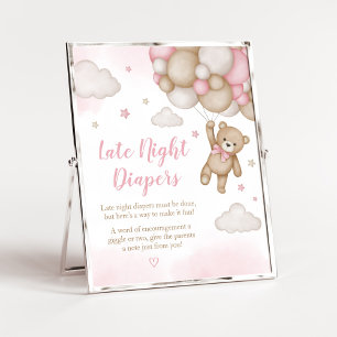 Affiche Ballons à oreilles roses Baby shower tard dans la 