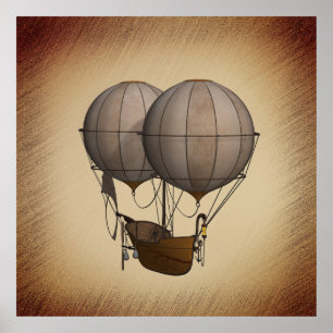 Affiche Ballons à vapeur à air chaud avec navire