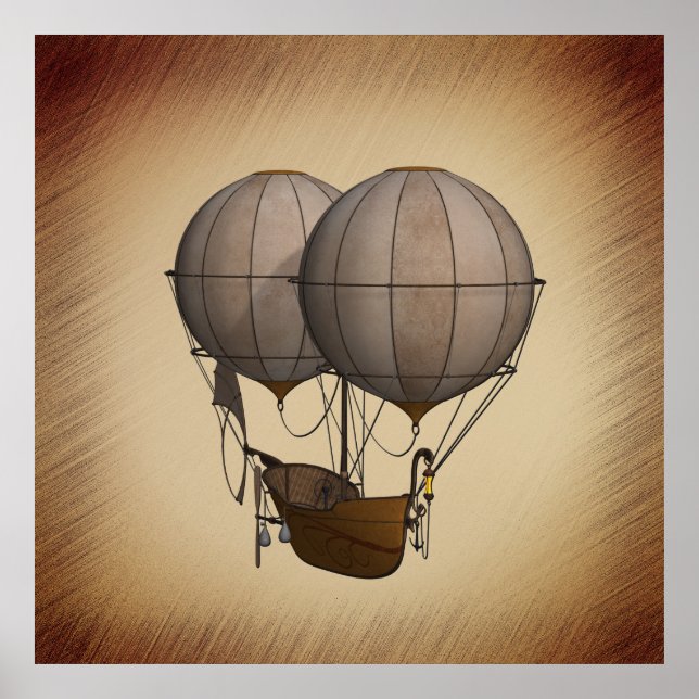Affiche Ballons à vapeur à air chaud avec navire (Devant)