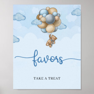 Affiche Ballons bleu brun ours en peluche favoritisme pann