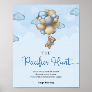 Affiche Ballons bleu ours en peluche Le jeu de chasse paci