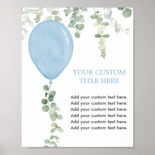 Affiche Ballons bleus vert panneau personnalisé faire votr