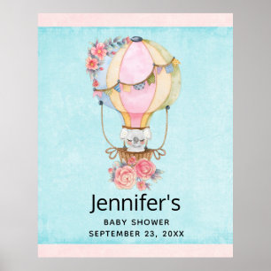 Affiche Ballons d'air chaud mignon avec l'affiche d'aquare