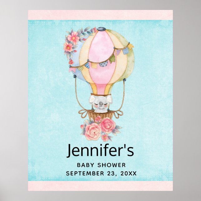 Affiche Ballons d'air chaud mignon avec l'affiche d'aquare (Devant)