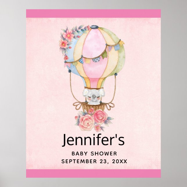 Affiche Ballons d'air chaud mignon avec l'affiche d'aquare (Devant)