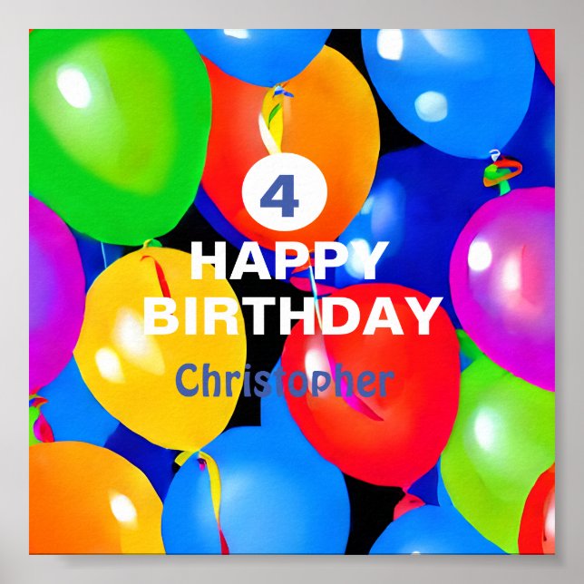 Affiche Ballons d'anniversaire colorés (Devant)