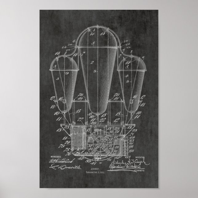 Affiche Ballons de 1911 - Ancien navire - dessin d'art (Devant)