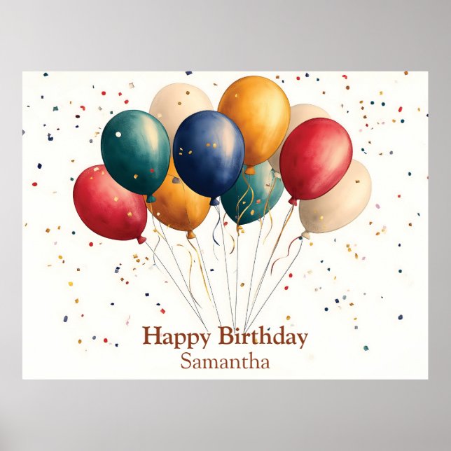 Affiche Ballons de fête colorés avec Confetti (Devant)