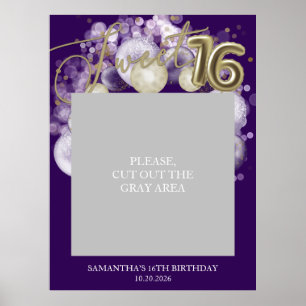 Affiche Ballons de fête d'anniversaire Gold Sweet 16 décor