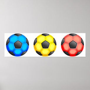 Affiche Ballons de football colorés