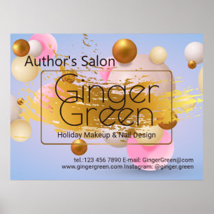 Affiche Ballons d'or bleu rose