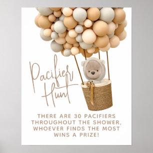 Affiche Ballons d'ours Baby shower moderne chasse pacifiqu