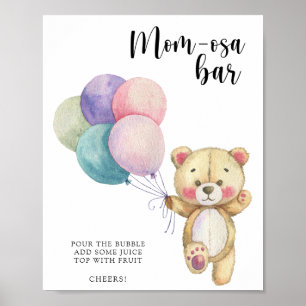 Affiche Ballons d'ours en peluche - bar Maman-osa