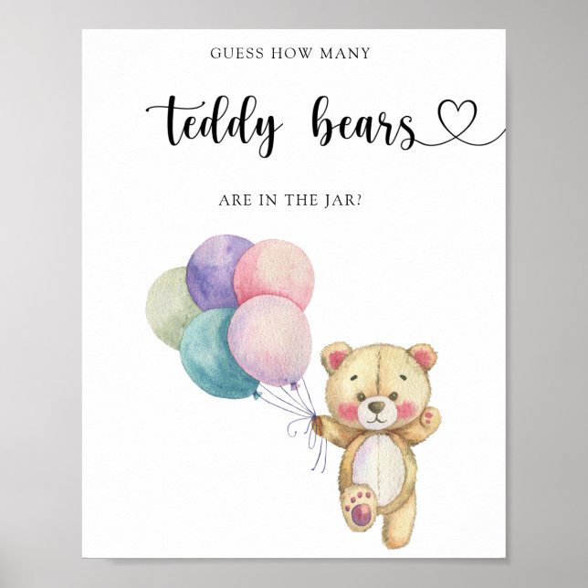 Affiche Ballons d'ours en peluche - devinez combien de nou (Devant)