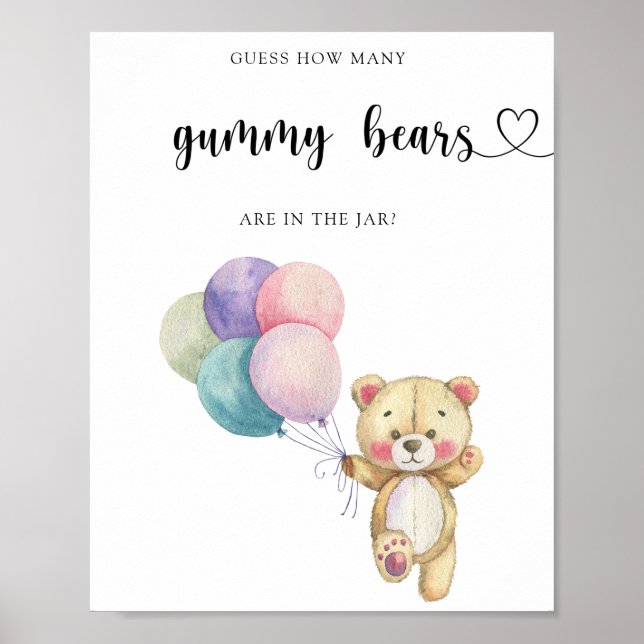 Affiche Ballons d'ours en peluche - devinez combien d'ours (Devant)