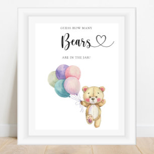 Affiche Ballons d'ours en peluche - devinez combien d'ours