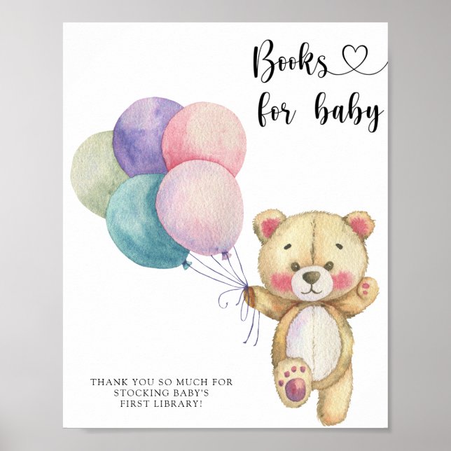 Affiche Ballons d'ours en peluche - livres pour bébé (Devant)