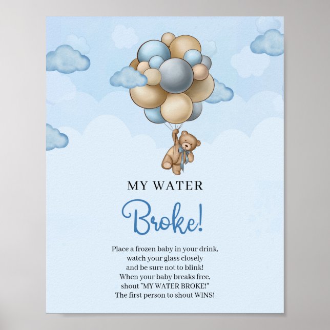 Affiche Ballons d'ours en peluche My Water Broke jeu de si (Devant)