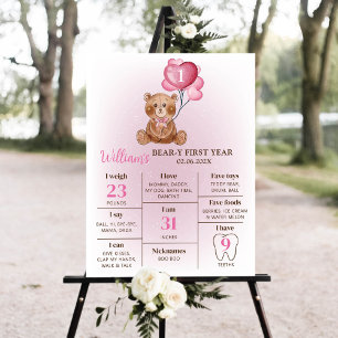 Affiche Ballons d'ours en peluche Premier anniversaire Jal