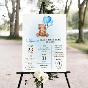 Affiche Ballons d'ours en peluche Premier anniversaire Jal