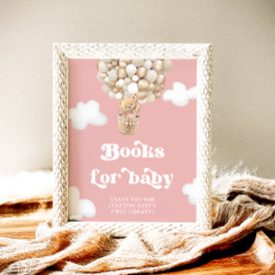 Affiche Ballons d'ours en Teddy rose Livres pour bébé