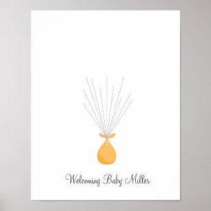 Affiche Ballons Empreintes Bébé - Orange