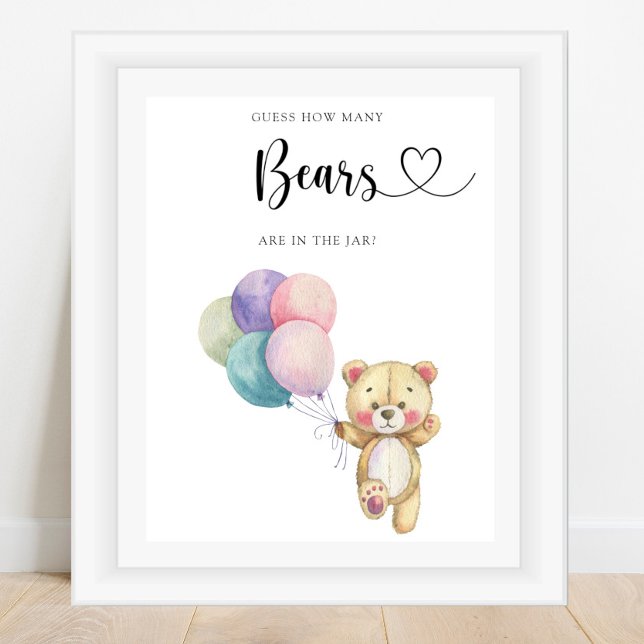 Affiche Ballons en forme d'ours en peluche - devinez combi (Créateur téléchargé)
