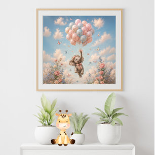 Affiche Ballons flottants éléphant bébé