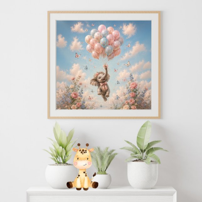 Affiche Ballons flottants éléphant bébé (Créateur téléchargé)