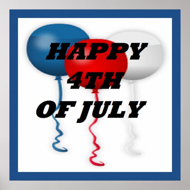 AFFICHE BALLONS "HAPPY 4 JUILLET" (Devant)