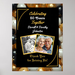 Affiche Ballons noirs et or 50e anniversaire
