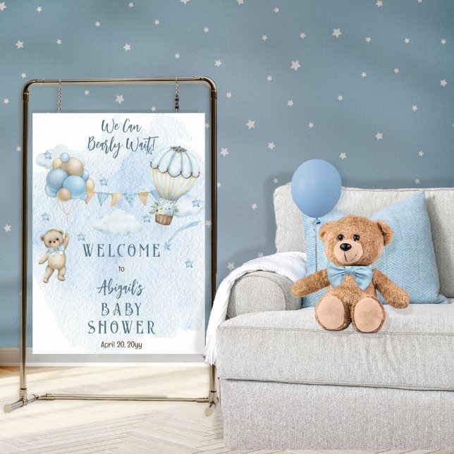 Affiche Ballons Ourson à peine attendre Baby Shower Teddy  (Créateur téléchargé)