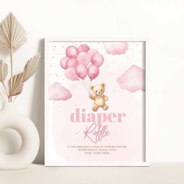 Affiche Ballons ourson rose Tirelire couche (Créateur téléchargé)