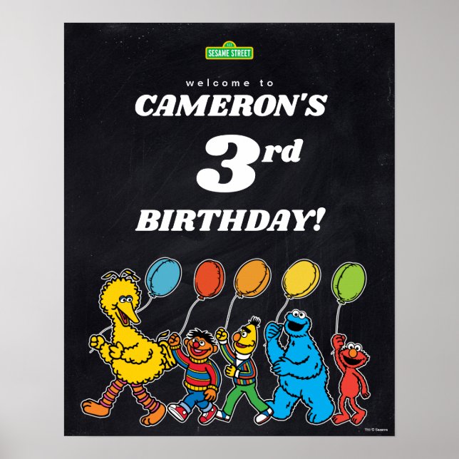 Affiche Ballons pour le 3e anniversaire de Sesame Street (Devant)