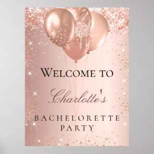 Affiche Ballons rose gold pour enterrement de vie de jeune