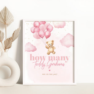 Affiche Ballons roses Combien de graphiques en peluche