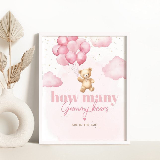 Affiche Ballons roses Combien d'ours rouges dans le pot (Créateur téléchargé)